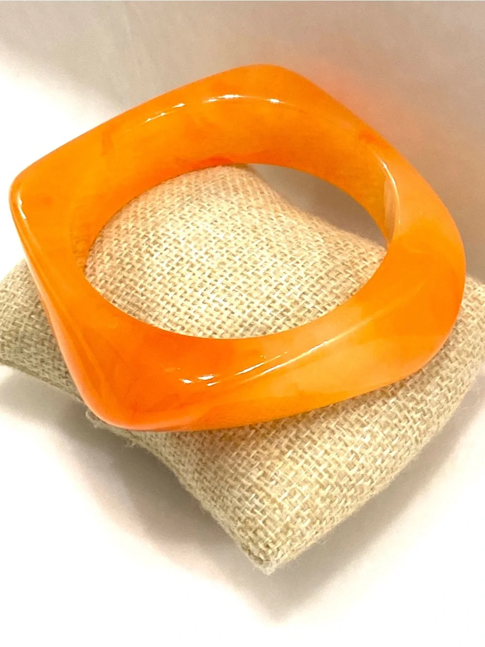 Vibrant Orange Square Bangle Bracelet